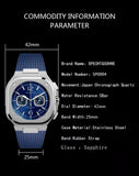 Specht&Sohne New VK63 42MM Mens Watches Fashion Multi-functional Quartz Watch Rubber Strap Lumminous Sapphire 50M Waterproof